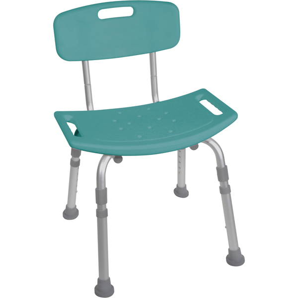Bathroom Safety Shower Tub Bench Chair - With Back Teal - Click Image to Close